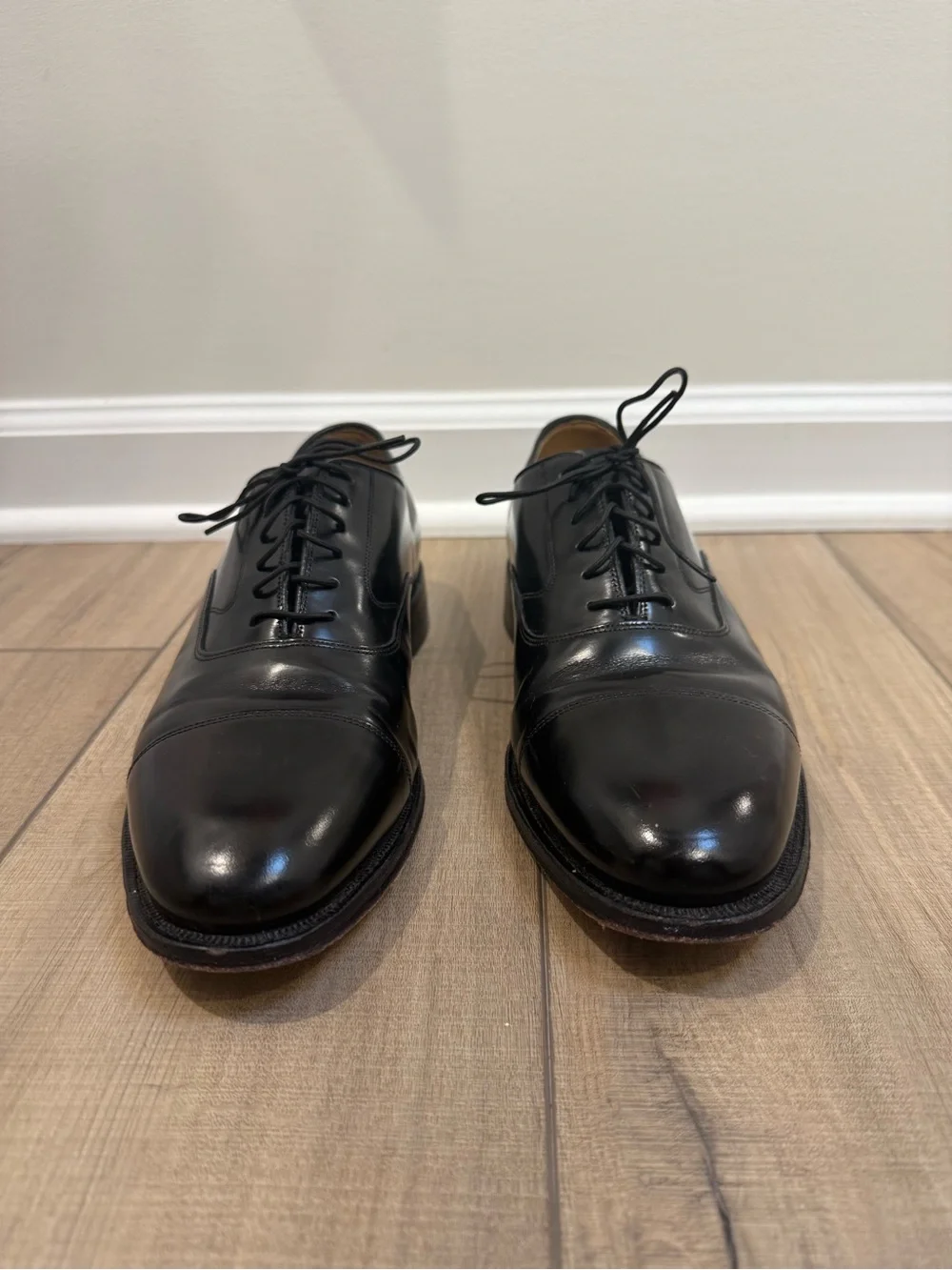 Johnston & Murphy Black Cap-Toe Oxford Dress Shoes